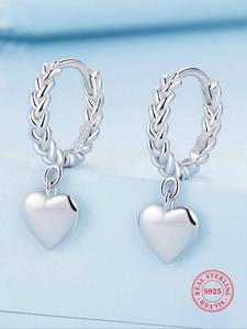 925 Sterling Silver Heart Shaped Dangle Earrings, Fashionable Earrings for Women, Daily Clothing Decor, Trendy All-match & Exquisite Jewelry for Birthday Gift