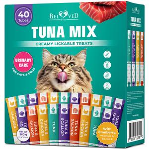 Beloved Pets Creamy Lickable Cat Treats & Wet Squeeze  40 Tubes
