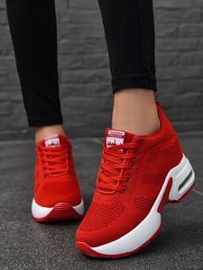 Fashionable Lace up Front Sports Shoes, Low Top Platform Height-increasing Sneakers, Lightweight Breathable Comfortable Running Shoes for Daily Wear