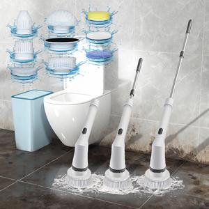 【Free Shipping Over £40】Christmas Sale! Electric Cleaning Brush, Cordless Spin Scrubber with 8 Interchangeable Brush Heads, Adjustable Telescopic Rods 35-116 cm, 2 Rotation Speeds, for Bathroom, Kitchen, Tiles, Floor