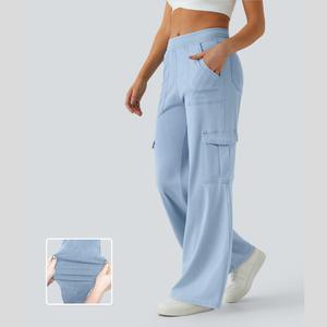 Halara Flex Mid Rise Multiple Pockets Straight Leg Stretchy Knit Casual Cargo Jeans - Comfortable Streetwear