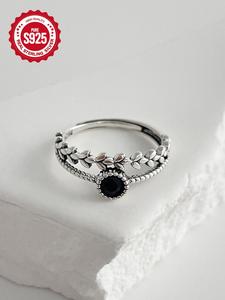 S925 Sterling Silver Fashionable Black Zirconia Decorated Ring, Fashion Jewelry for Party, Daily Clothing Decor, Trendy Exquisite Jewelry for Birthday Gift Silver Jewelry