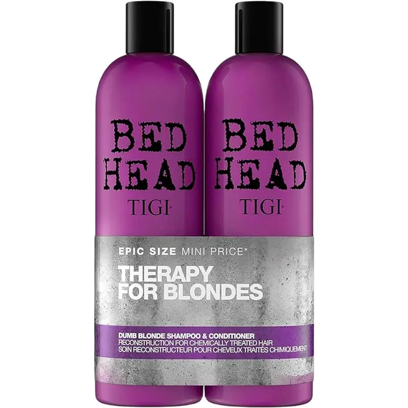 TIGI Bed Head Dumb Blonde Shampoo and Conditioner Set - Nourishing Professional Coloured Hair Treatment - Ideal For Blonde Hair - 750 ml (Pack of 2) - Haircare