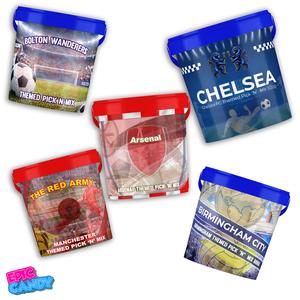 Football Themed Candy Tubs of pick 'n' mix Snack Sweet Bonbon