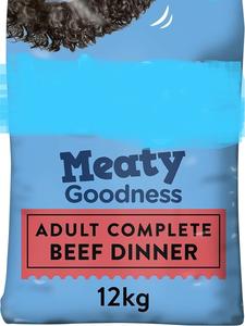 Meaty Goodness Complete Dry Adult Dog Food Beef Dinner 12kg - Meaty Ingredients Come 1st