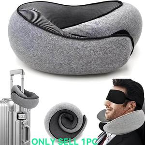 Snail Design Travel Neck Pillow, 1 Count Memory Foam Neck Pillow with Storage Bag, Breathable Polyester Pillow, Durable Memory Foam Hand Washable Pillow for Long Flights & Airplane Sleep Comfort, Room Accessories, Contoured Memory Foam