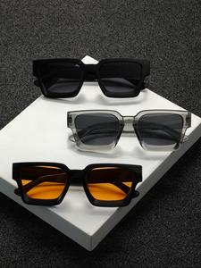 Men's Fashionable Tinted Lens Sunglasses, Trendy Casual     Rectangular Sunglasses for Everyday Use, Fashion Accessories for Outdoor Activities