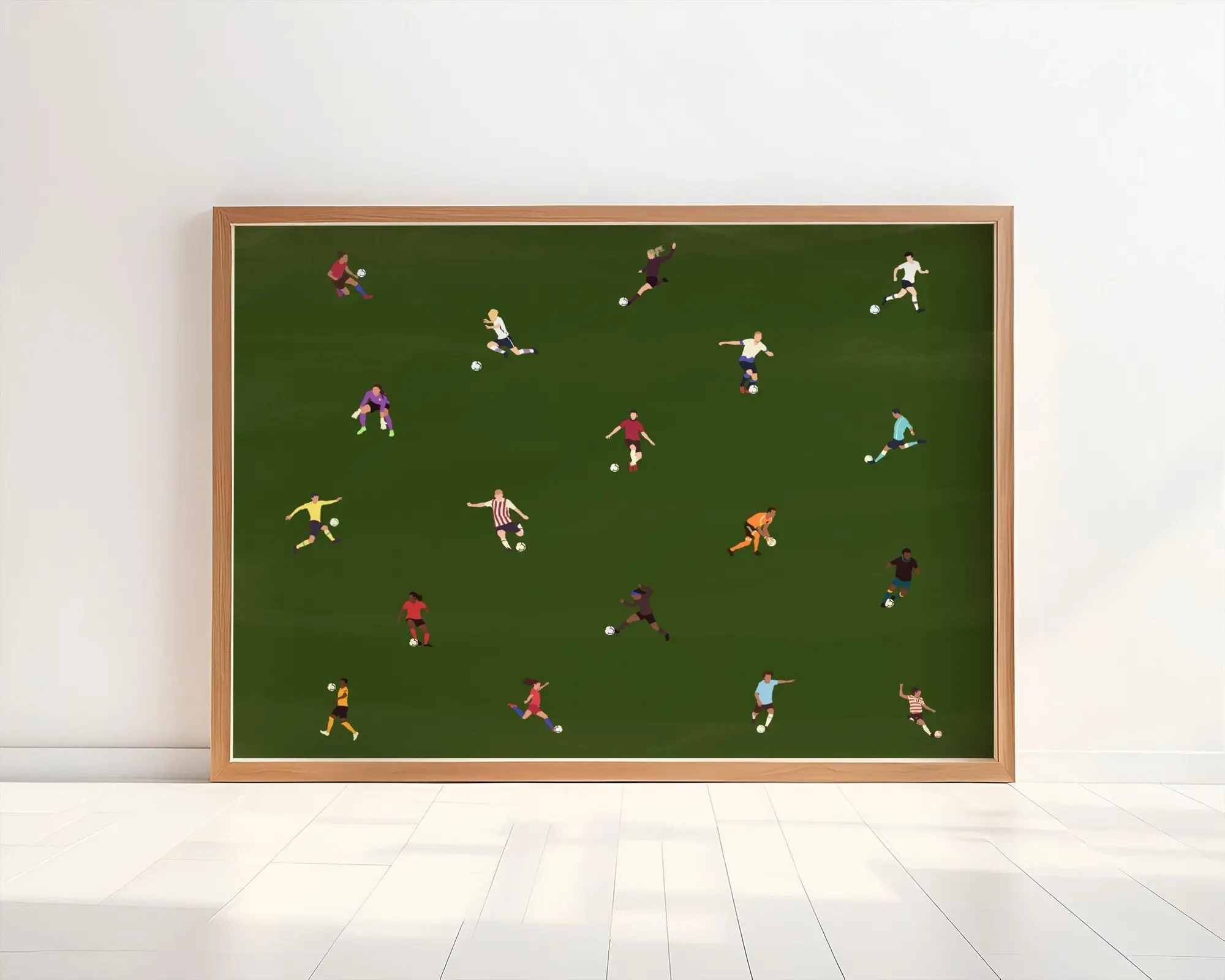 Tiny Soccer Players Print Minimalist People Art Gift for Soccer Player Horizontal Office Decor Poster Printable Art, Unframe