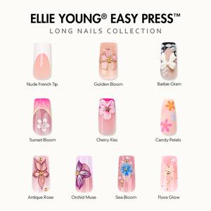 Easy Press Long Press on Nails Collection, 24pcs Reusable Stick on Nails, Long Square / Ballerina Style False Nails, Professional Manicure Set with Glue, Removable Acrylic Look Nail Art Kit, ELLIE YOUNG