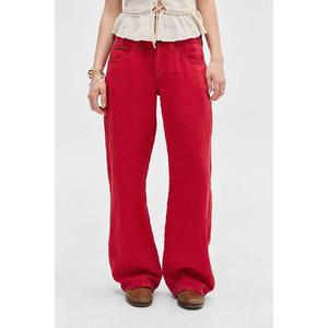 BDG Red Kayla Linen Trousers at Urban Outfitters