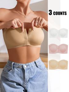 Women's Wireless Bra Underwear with Buckle Closure, Full Coverage Slim-Fitting Lined Top, Comfortable Strapless Design for All Seasons