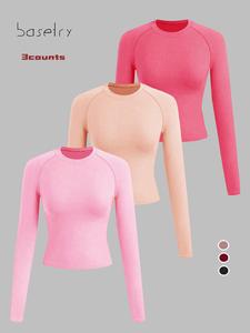 BaseTry 3counts  high-quality women's high elasticity T-shirts, soft and comfortable tight fitting clothes