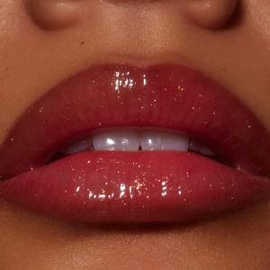 Vegas Cherry Red Glitter Lip Gloss with Golden Sparkles and Cherry Mint Scent