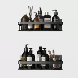 2 Tier Bathroom Wall Mounted Rack, Bathroom Shelf, No Drilling Adhesive Storage Organizer Rack with Hooks For Kitchen & Washroom