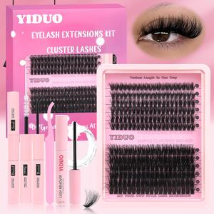 Curl Wispy Individual False Eyelash with Lash Glue & Lash Remover & Tweezers Kit, 1 Set Natural Self Grafting DIY Segmented Fake Eyelash, Makeup, False Eyelashes Extensions