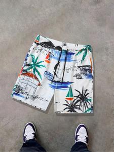 Men's Random Print Shorts, Regular Fit Casual Comfy Breathable Swim Shorts for Summer, Men's Bottoms for Beach Vacation