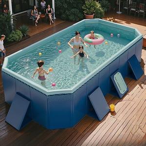 3m Extra Large Foldable Inflation-Free Swimming Pool, Portable Pool for Kids and Adults, Ideal as Outdoor, Backyard and Garden Pet Pool, Easy to Set Up, Fun for Water Play, Simple to Clean