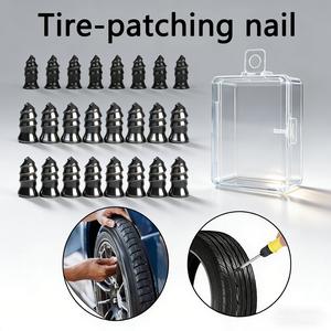 32PCS Car Tire Repair Kit with Rubber Screw Nails for Punctures – Easy DIY Fix for Cars, Motorcycles, Trucks, Buses, and Bikes – Includes Storage Box