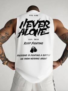 Men's Sleeveless Muscle Fitness Tank Top, Fashion Letter Print Casual Vest, Breathable Summer Underlayer Shirt, Comfortable Sportswear