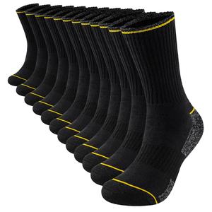 Mens Premium Work Socks Available in 12 Pairs with Comfort Ribbed Leg & Foot Bottom Cushioned Arch Support Reinforced Heel Toe Heavy Duty Mens Socks Size 6-11 Cotton  Elastic Outdoor Long Menswear Set Stretch Thick