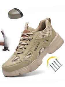 Men's Casual Plain Color Steel Toe Anti-impact & Anti-puncture Safety Shoes, Lightweight Breathable Outdoor Work Shoes, Fashionable Shoes for Daily Wear, Closed