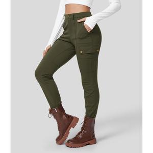 Halara High Waisted Button Zipper Multiple Pockets Solid Skinny Cargo Pants - Comfortable Stretchy Fit, Versatile Casual Bottoms for Daily Wear
