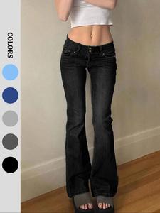 NVFelix Women's Stretch Low Rise Double Button Elastic Skinny Vintage Flare Jeans