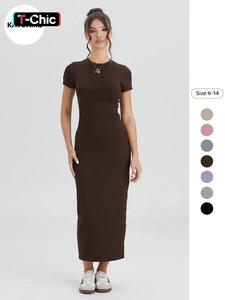 Women's Casual Basic Slim-Fit Summer Dress, Kint Fabric Moderate Thickness, Perfect for Daily Wear & Outdoor Activities, Womenswear