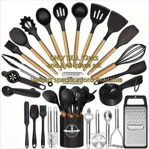 43 Piece Silicone Kitchen Utensils Set, Non-Stick BPA-Free Wooden Handle Cooking Tools, Heat Resistant, Easy Clean, Perfect Gift Idea