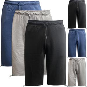 Mens 3/4 Stretch Below Knee Long Shorts Cotton Fleece Gym Bottoms Running Menswear Fitness Elasticated Waist Modestwear S-2XL
