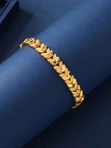 24k Golden Plated Copper Wheat Sheaf Bracelet, Luxury Tribal Design Adjustable Open Cuff Bangle for Women, Ideal for Gift, Wedding, Valentine's Day