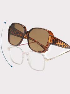 Fashion     Trendy Vintage Leopard Pattern Sunglasses, Outdoor Polarized Square Frame Sunglasses for Women, Fashion Modern Accessories for Everyday Use and Outdoor Activities