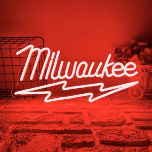 Milwaukee Tools LED Neon Sign, Wall Decor Art Atmosphere Light, USB Powered Adjustable Brightness, Garage Workshop Decoration Gift for Men, Ideal For Gifting