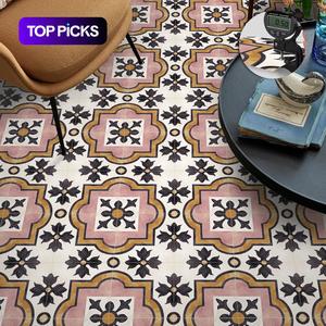 Vintage Flower Pattern Floor Sticker, Self Adhesive Floor Sticker, Decorative Sticker for Home Living Room Bedroom, Ornaments