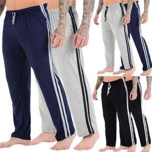 2 Pack Mens Lounge Wear Pants Trousers Elasticated Pyjamas Jersey Nightwear Striped Gym Fitness Jogger Bottoms