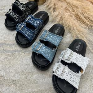 VIRGO BOUTIQUEfran - denim crystal adjustable slider