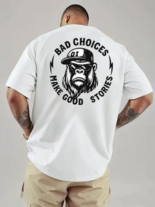 bad choices make good stories chimpanzee print men's t-shirt