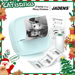 JADENS Bluetooth Inkless Printer, Portable Sticker Printer, Rechargeable Thermal Printer for Creative DIY, Diaries, Study Notes, Photos, Labels, Instant Print for Home, Study, Office, Christmas Gift for Kids Toys for Boys & Girls Teenage Gifts, JD-23