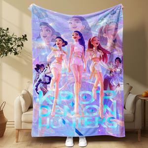 K-Pop Fans Must-Have! 'kpop Demon Hunters' Blanket, Soft & Cozy Idol Character Design, Perfect Gift for Music Lovers & Home Decor, Flannel Blanket
