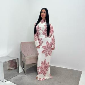 Ladies Linen Summer Floral Modest Dress - Onesize UK 6-14, Length 145cm - Casual, Womenswear