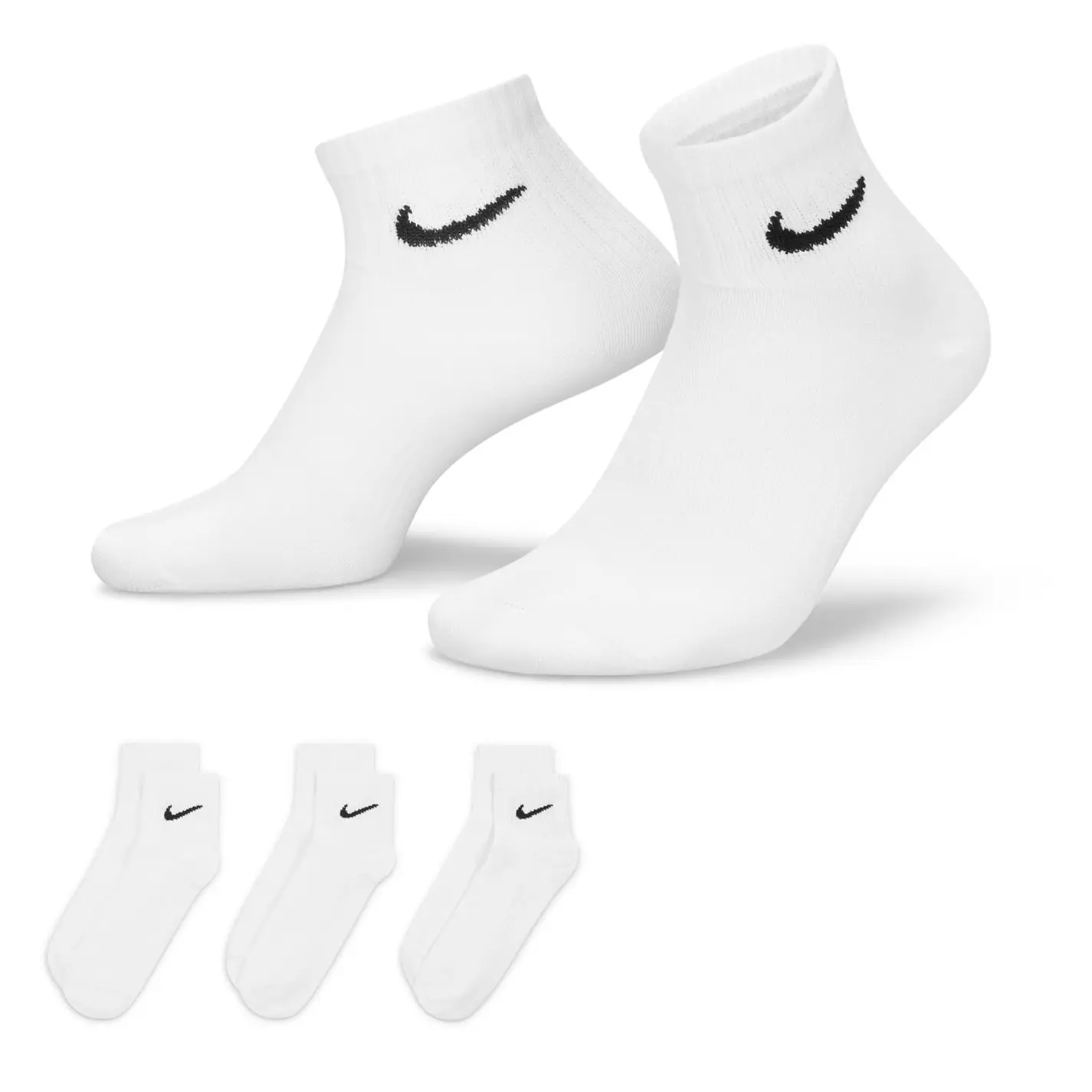 Nike Mens Lightweight Training Ankle Socks Sweat-Wicking Technology - 3 Pairs