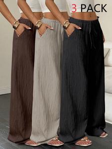 Womens Palazzo Pants Summer Fashion 2026 High Waisted Wide Leg Drawstring Flowy Beach Trousers with Pockets