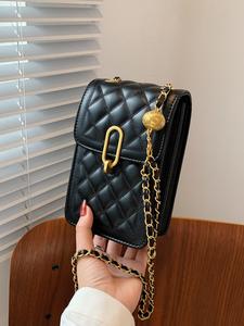 Women's 1 Piece Fashion Quilted Chain Strap Square Bag, Solid Color Rhombus Embossed Crossbody Bag, All-match Commuter Fashionable Casual Shoulder Bag for Work & Daily Used, Daily Clothing Decor, Daily Commuting Purse