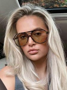 Women's Vintage Trendy Beach Eyewear, Retro Outdoor Sports Glasses, Fashionable Glasses for Men & Women for Everyday Use, Stylish Glasses, Aviator Frames, Tinted Lens Glasses