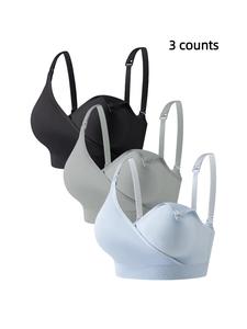 Women's Solid Adjustable Strap Buckle Front Pregnant Maternity Bra, Comfortable Breathable Wrap Nursing Bra, Maternity Lingerie for All Seasons