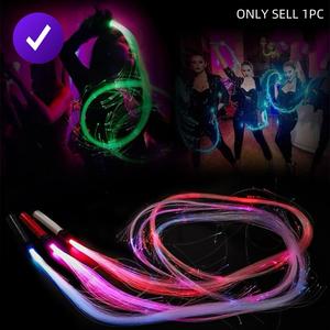 Fiber Optic LED Whip Toy Set, Metal Handle, 7 Color Changes, USB Rechargeable, Flashing Prop for Stage Performance, Includes Battery