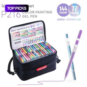 Languo 216pcs Colorful Gel Paint Pens Set, Creative Stationery, Includes 72 Glitter Pens, Handheld Storage Bag, 1.0mm Tip, Rich Colors, Large Capacity Ink, Art Drawing Supplies