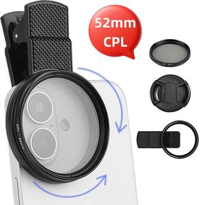 52mm CPL Filter for Phone Lens, Clip-on Polarizer Filter, CPL Phone Camera Lens for Most Smartphones, Clip-on Design CPL Filter for Cellphone, Valentine's Day Gift