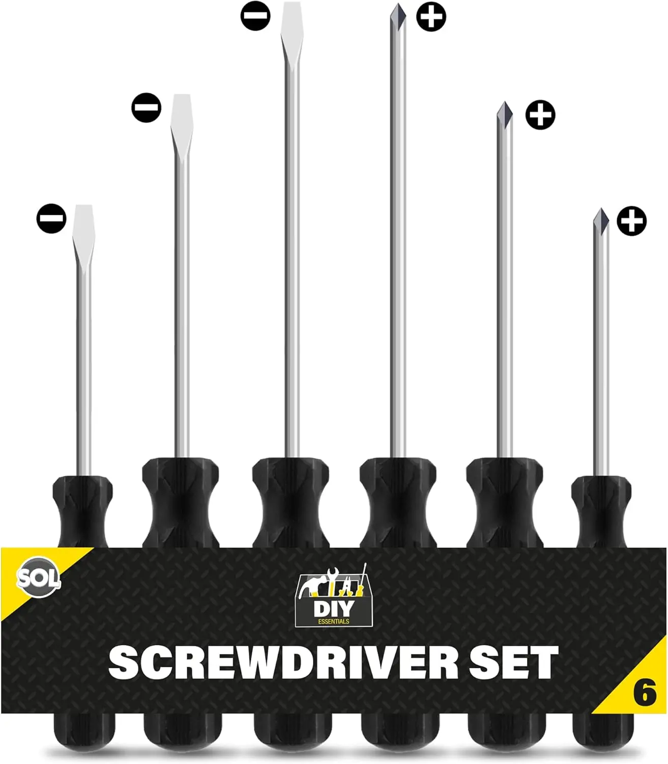6pk Screwdriver Set - Non-Slip Grip Professional Tools with 3.4mm & 4.5mm Tips - Precision Screwdrivers for Electric Work, Electronics, and Home Repairs - Phillips and Flathead Screwdriver Set