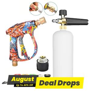 Graffiti High-pressure Water Sprayer, Foam Sprayer with 1/4 Fast Nozzle Set & Rubber Nozzle Bracket, Suitable for Karcher K-series Cleaning Machine, Car Washing Spray, Adjustable Foam Sprayer